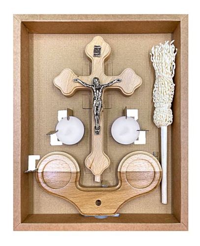 Zestaw na wizytę duszpasterską - krzyżyk, świece, kropidło KK003-J19 cm księgarnia religijna sklep