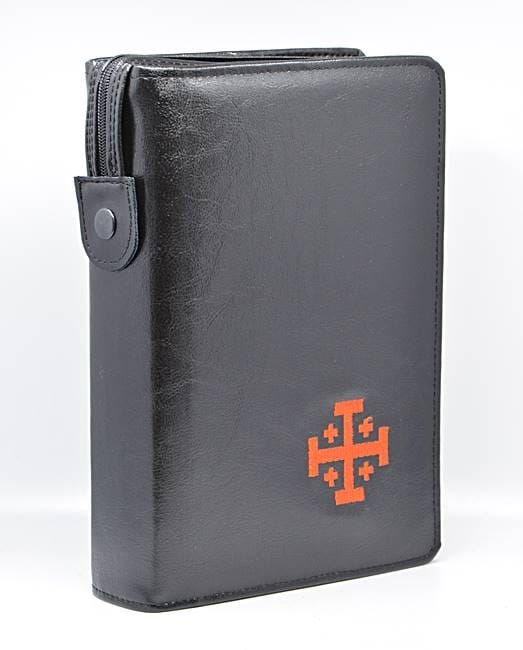 Etui - oprawa na Biblię Jerozolimską na suwak - czarna z haftem księgarnia religijna