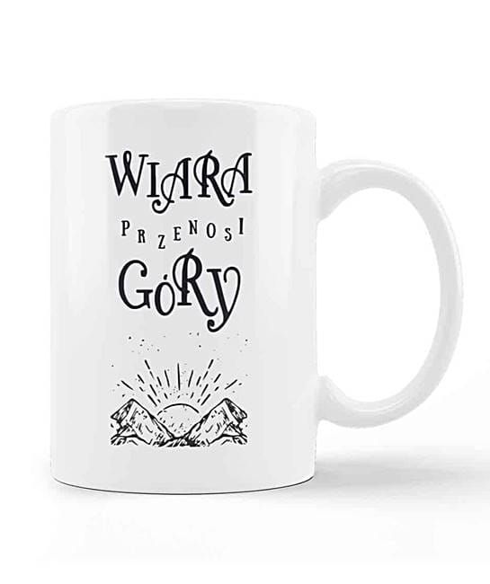 Szaron Wydawnictwo: Kubek z chrześcijańskim cytatem "Wiara przenosi góry"