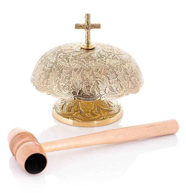 Gong do kościoła mosiężny z młoteczkiem P115 - średnica 23 cm księgarnia religijna sklep