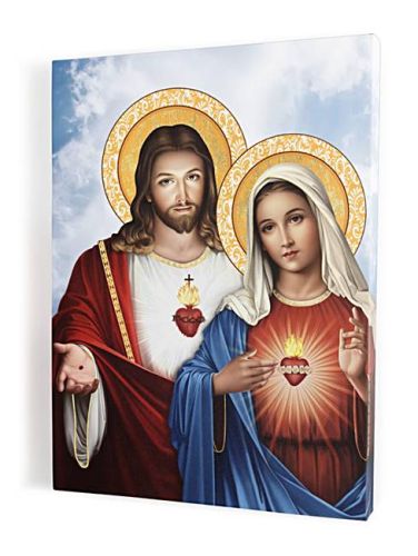 Art Christiana upominki religijne Najświętsze Serce Jezusa i Maryi - obraz na płótnie canvas 30x40