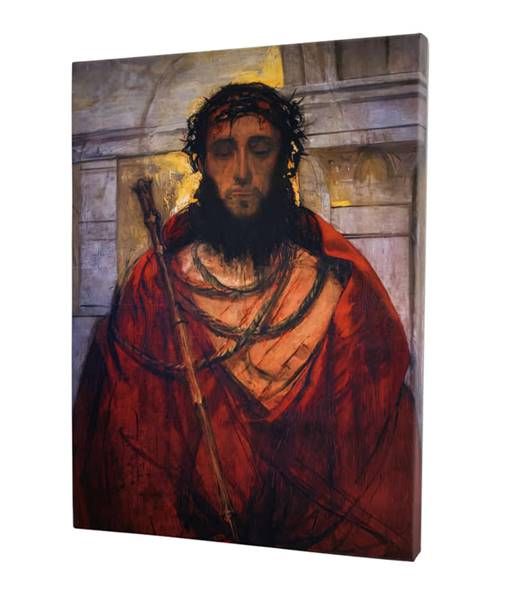 Sklep chrześcijański: Ecce Homo obraz na płótnie canvas duży do ciemnicy 50 x 70