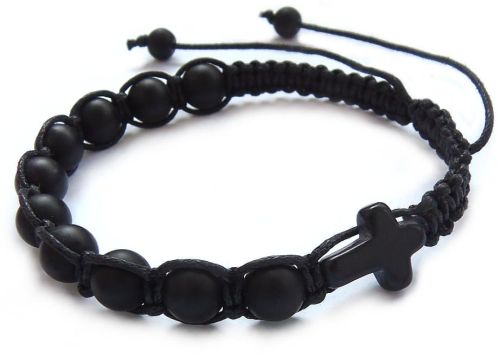 Chrześcijański sklep: Różaniec dla mężczyzny na rękę z kamieni szlachetnych ONYKS MAT