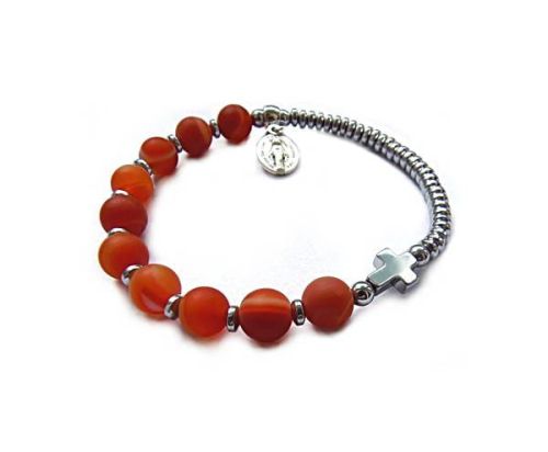 Bransoletka różaniec na rękę z agatu z Cudownym medalikiem sklep biżuteria religijna hand made