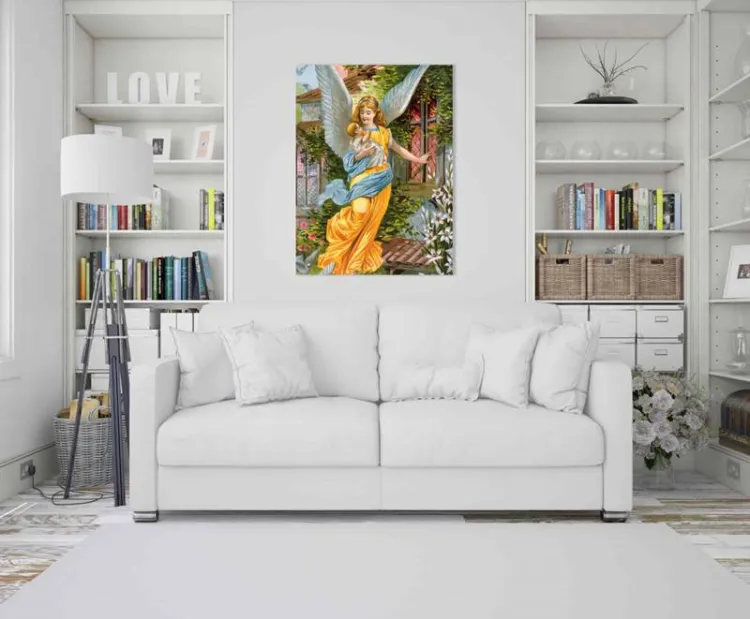 Anioł Stróż z dzieckiem na ręce - obraz na płótnie canvas 40 x 60 sklep chrześcijański ikony religijne, obrazy na płótnie