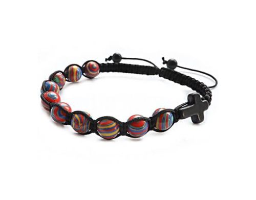 Różaniec na rękę z kolorowego malachitu - bransoletka dziesiątek 8254 [SZ7] sklep chrześcijański religijne dewocjonalia