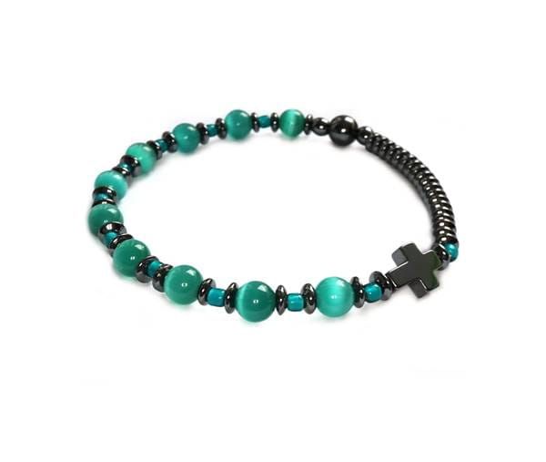 Bransoletka dziesiątek różańca na rękę ozdobny z kamieni naturalnych 8513 [HB21] biżuteria religijna