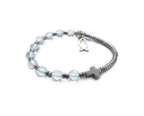 Bransoletka na rękę dziesiątek różańca z akwamarynu 7528 [14] sklep chrześcijański biżuteria religijna