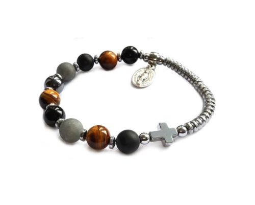 Różaniec z kamieni naturalnych bransoletka na rękę z cudownym medalikiem 8475 [48] księgarnia chrześcijańska