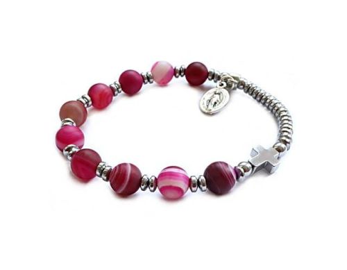 Różaniec na rękę z agatów z cudownym medalikiem 8314 [HB17] sklep chrześcijański - największy wybór różańców bransoletek