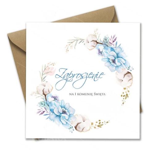 Zaproszenie na Pierwszą Komunię Świętą dla chłopca ZPK04 druki sklep