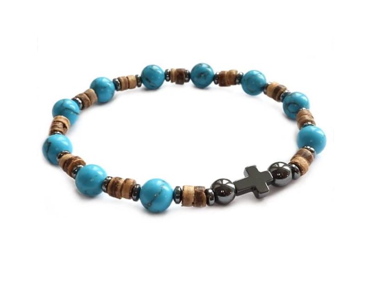 Różaniec na rękę bransoletka - TURKUS, KOKOS 8545 [K7] księgarnia chrześcijańska dewocjonalia