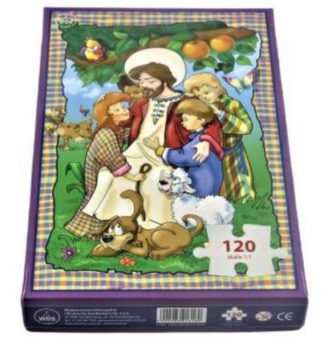 Puzzle Pan Jezus wśród dzieci 120 elementów (30 x 42 cm) sklep chrześcijański