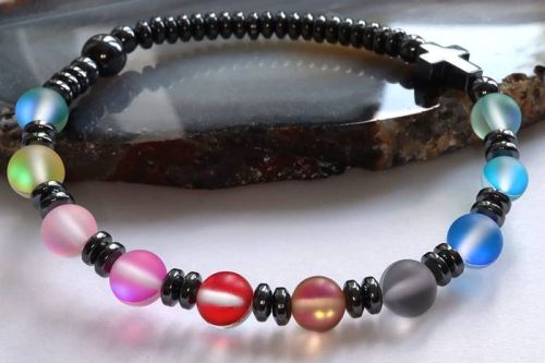 Różaniec bransoletka z kolorowych cyrkonii na rękę 8571 [HB13]