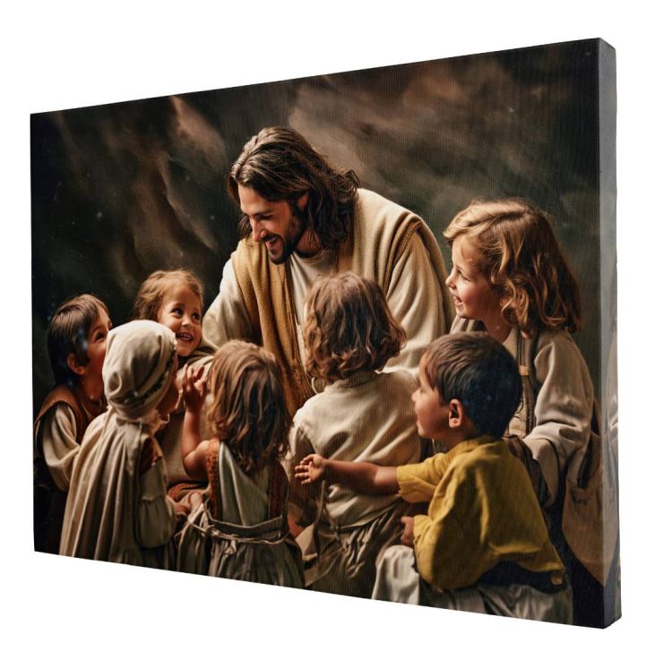 Jezus z dziećmi - obraz na płótnie canvas 60 x 40