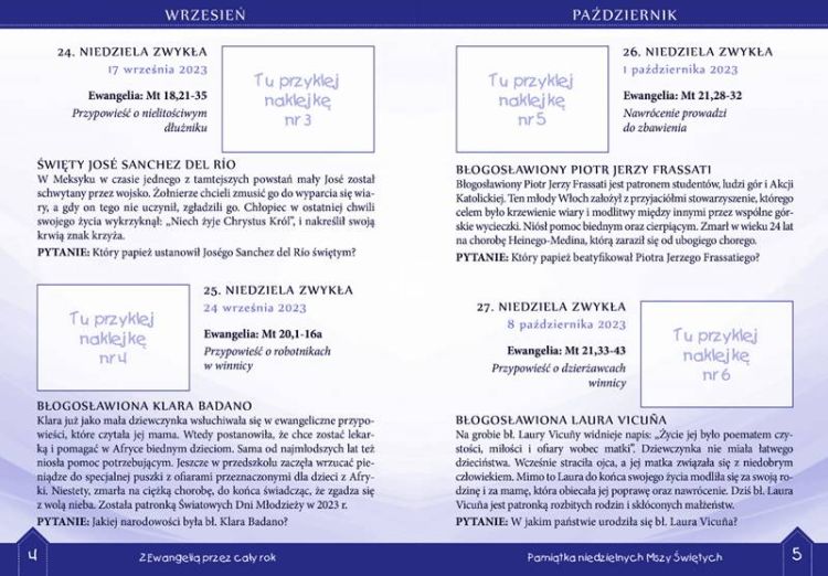 Księgarnia chrześcijańska: Sprawdziany niedzielne - kontrolki Niedziela ze świętymi i błogosławionymi na rok 2023/2024 Rafael Dom Wydawniczy