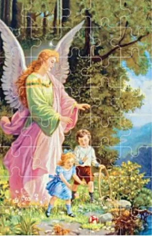 Puzzle Anioł Stróż czuwa nad dziećmi - 13 x 20 PUZ037 księgarnia chrześcijańska