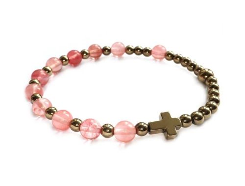 Sklep z różańcami na rękę - Różaniec bransoletka na rękę z wiśniowego kwarcu 8591 [K9]