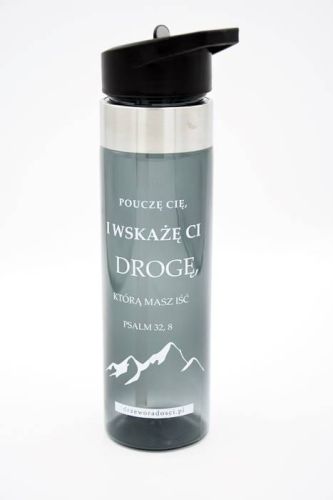 Bidon na wodę ze słomką "Pouczę cię i wskażę ci drogę, którą masz iść (Ps 32,8)" 650ml sklep z chrześcijańskimi upominkami