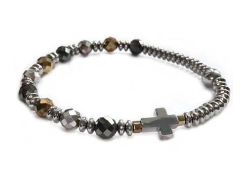 Różaniec z kamieni szlachetnych na rękę - hematyt 8619 [P1] sklep chrześcijański