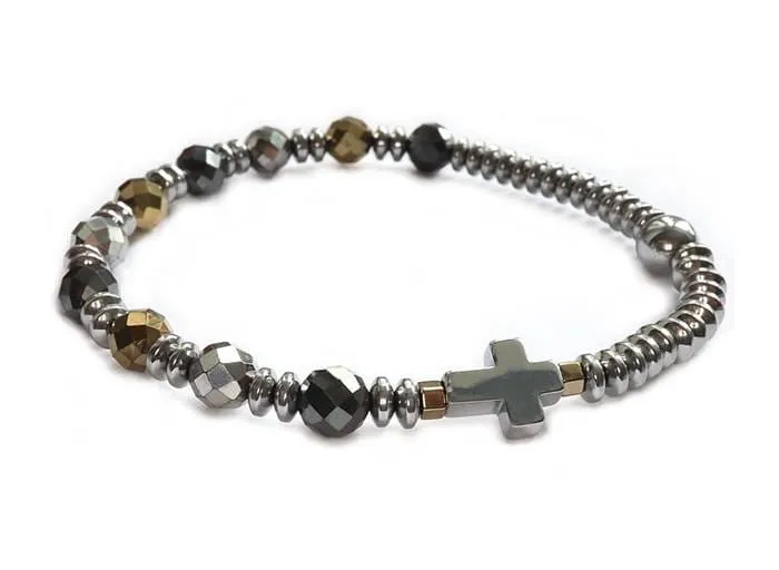 Różaniec z kamieni szlachetnych na rękę - hematyt 8619 [P1] sklep chrześcijański