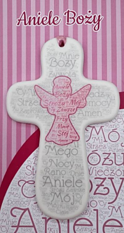 Krzyż na ścianę do dziecięcego pokoju z modlitwą Aniele Boży MG-KS-006 krzyże na ścianę dziecięcy pokój
