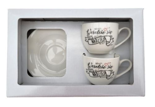 Filiżanki do kawy espresso 2 sztuki "Weselcie się nadzieją" (Rz 12,12) MG-FS-010 księgarnia religijna