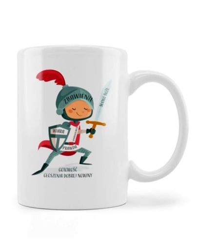 Kubek z biblijnym wersetem "Dlatego weźcie na siebie pełną zbroję Bożą ... " (Ef 6,13) sklep chrześcijański