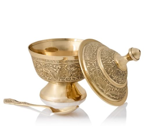 Łódka na kadzidło do trybularza z łyżeczką - mosiądz P165A sklep artykuły liturgiczne