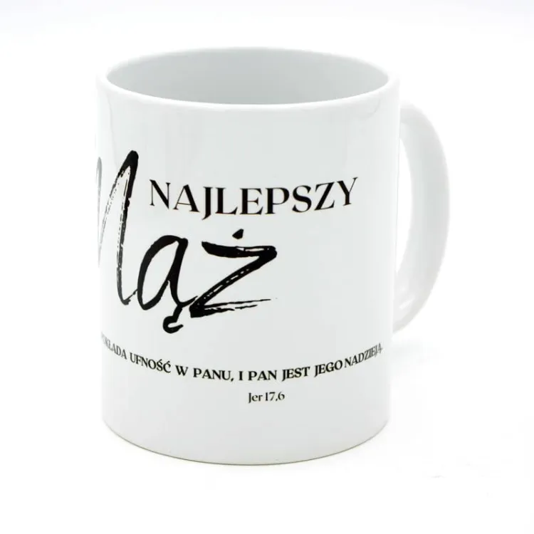 Kubek "Najlepszy MĄŻ" - Błogosławiony mąż, który pokłada ufność w Panu ... (Jer 17,6) sklep chrześcijański