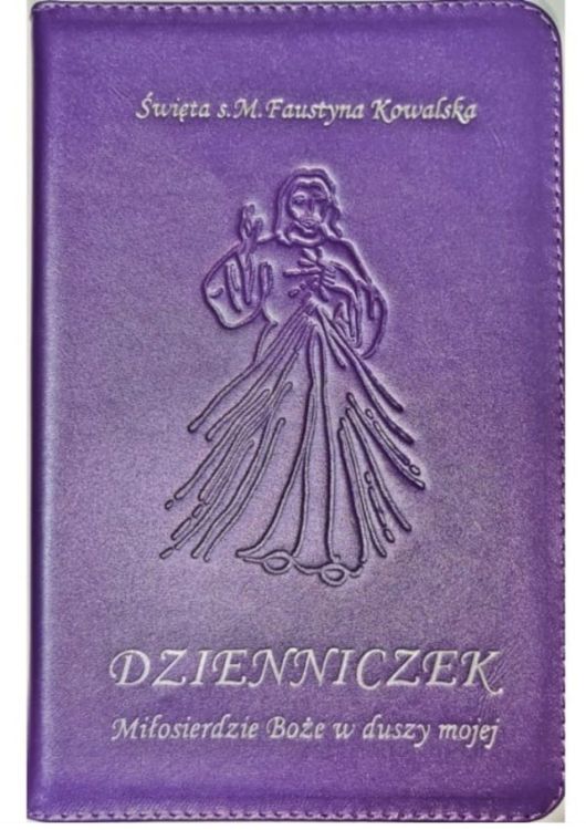 Dzienniczek świętej siostry Faustyny Miłosierdzie Boże w duszy mojej - skóra naturalna zamek fioletowy sklep chrześcijański