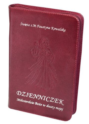 Dzienniczek świętej siostry Faustyny Miłosierdzie Boże w duszy mojej - skóra naturalna zamek bordowa