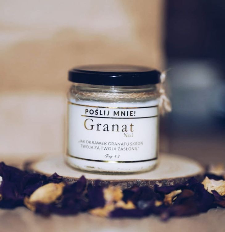 Biblijna świeca zapachowa do modlitwy o zapachu granatu 200 ml księgarnia chrześcijańska