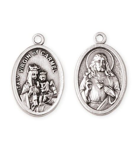 Szkaplerz Karmelitański - metalowy medalik z Matką Bożą Szkaplerzną i Najświętszym Sercem Jezusa (OV22) dewocjonalia sklep