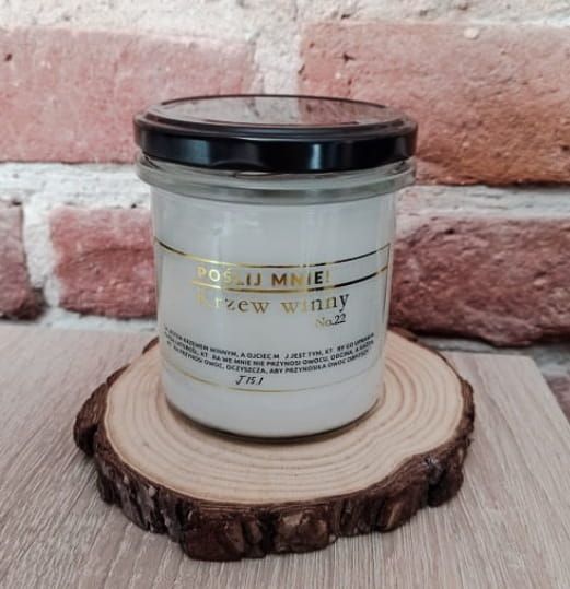 Biblijna świeca naturalna sojowa KRZEW WINNY 200 ml księgarnia chrześcijańska