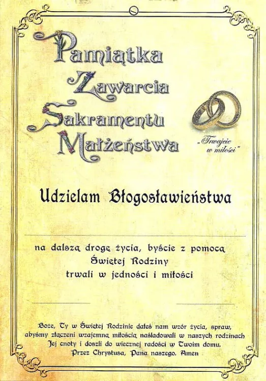 Pamiątka Zawarcia Sakramentu Małżeństwa A5 e-religijne.pl