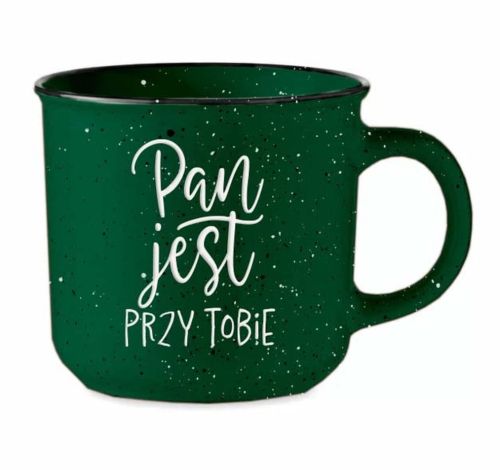 Kubek vintage o dużej pojemności "Pan jest PRZY TOBIE, On odbarza CIĘ DOBREM" księgarnia chrześcijańska