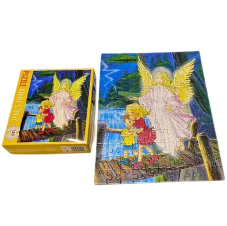 Puzzle Anioł Stróż z dziećmi na kładce 120 elementów WDS sklep chrześcijański