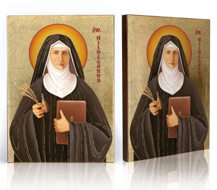Złocona ikona świętej Hildegardy z Bingen sklep chrześcijański