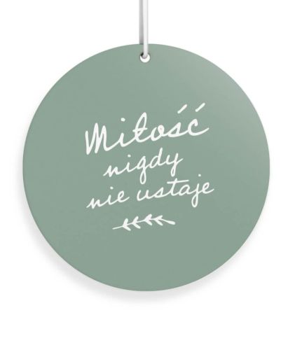 Zawieszka zapachowa do auta ZIELONA HERBATA "Miłość nigdy nie ustaje"