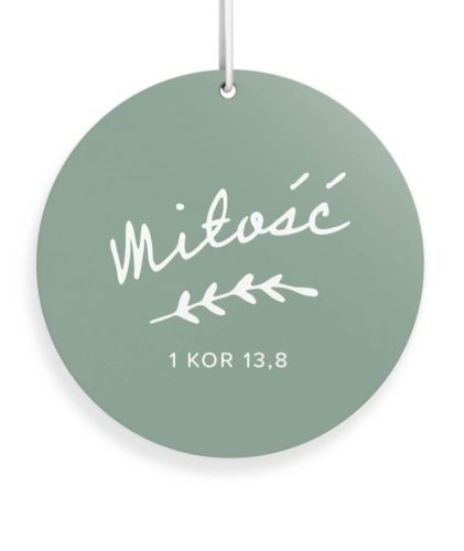 Zawieszka zapachowa do auta ZIELONA HERBATA "Miłość nigdy nie ustaje"