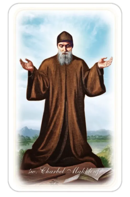 Obrazki z modlitwą do Świętego Charbela Makhlouf 6,5 cm x 11 cm (100 sztuk) księgarnia chrześcijańska