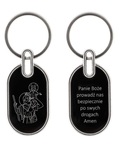 Brelok do kluczy do samochodu ze św. Krzysztofem i modlitwą KC349A metalowy sklep chrześcijański