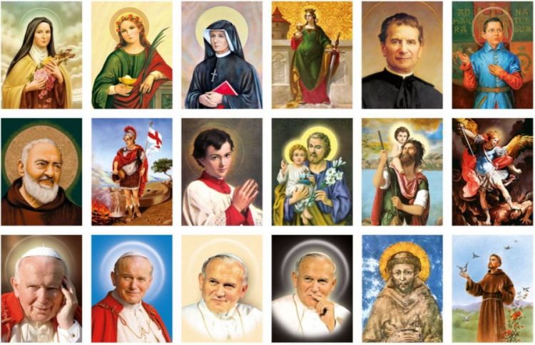 Naklejki ze Świętymi MIX 1 029_130 (10 arkuszy - 180 naklejek) sklep chrześcijański