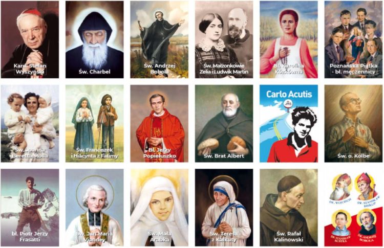 Naklejki ze Świętymi MIX 2 029_183 (10 arkuszy - 180 naklejek) sklep chrześcijański