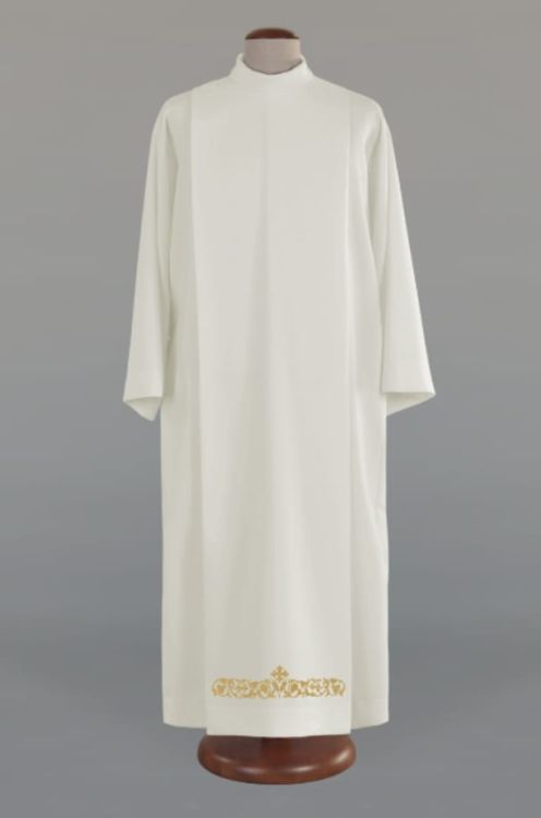 Alba kapłańska rzymska w kolorze ecru zdobiona haftem 3-163-1