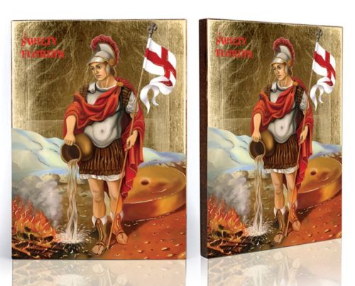 Ikona złocona Świętego Floriana - patrona strażaków sklep chrześcijański