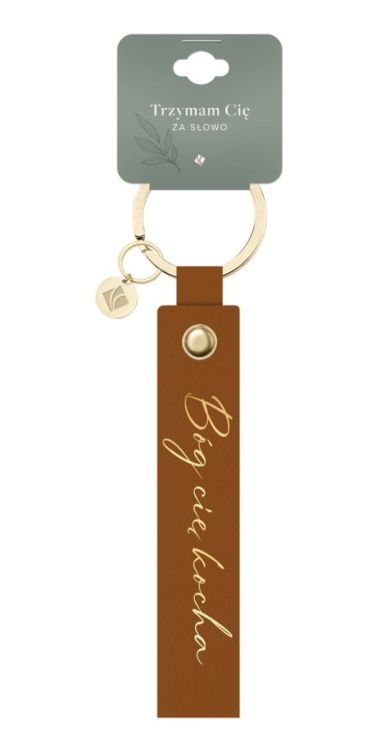 Brelok skórzany pasek – Bóg cię kocha SZBR/0047 sklep chrześcijański