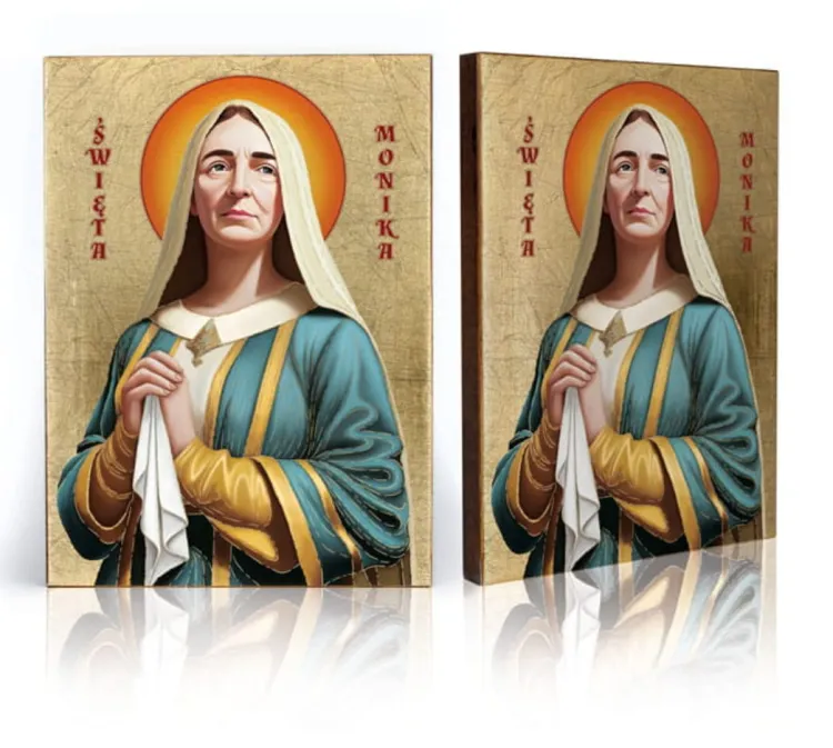 Sklep e-religijne.pl: Ikona złocona Świętej Moniki - patronki matek modlących się o nawrócenie dzieci