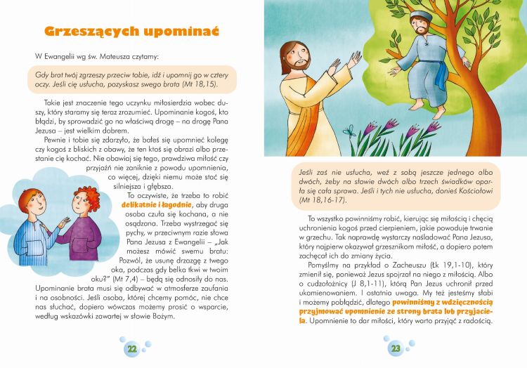 Książka "Dzieci poznają uczynki miłosierdzia" - Barbara Baffetti, seria "Nasza wspólnota", ilustrowana książka religijna dla dzieci, wydawnictwo Jedność.